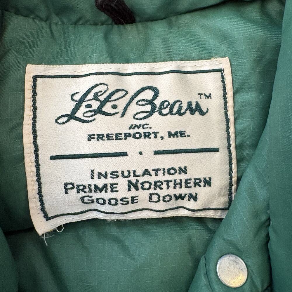 Vintage LL Bean Prime Northern Goose Down Puffer Vest Green